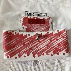 NWT Moschino Runway Lettering Brushstroke Leather Clutch Bag Limited Edition