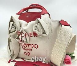 NWT Valentino Garavani Atelier 09 Rose Applique Edition Natural Canvas Tote Bag