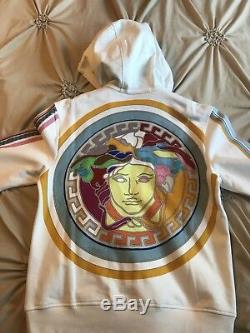 New $1225 Versace Limited Edition Pop Medusa White Multi Color Hoodie Size Large