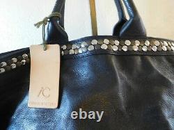 New ANTONIO CRISTIANO Italian Leather Tote, Shoulder Bag with Mixed Color Studs