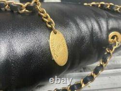 New Auth Chanel Classic Flap Black Puffy Calfskin Gold Hw Crossbody Shoulder Bag