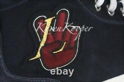 New Auth Louis Vuitton Zip Up Men Peace Sign Blue High Top Sneakers LV 7/8 Us