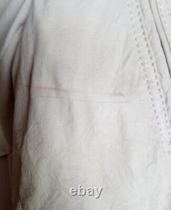 New Catherine Malandrino Ivory Textured Limited Edition Leather Jacket sz S