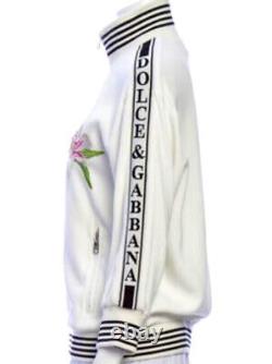 New Dolce & Gabbana 2018 White Logo Bomber Coat Jacket 40 42 4 6 Top Word S M L