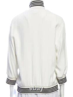 New Dolce & Gabbana 2018 White Logo Bomber Coat Jacket 40 42 4 6 Top Word S M L