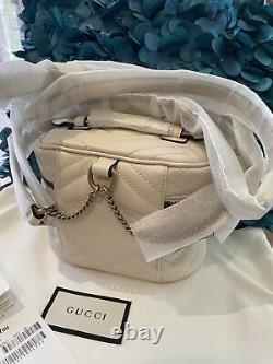 New Gucci GG Marmont Mini Matelassé Leather Backpack, Bag, Shoulder Bag White