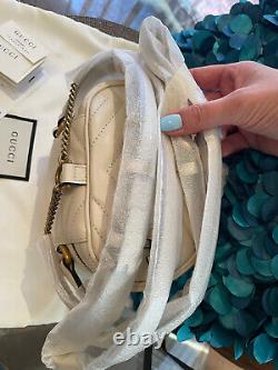 New Gucci GG Marmont Mini Matelassé Leather Backpack, Bag, Shoulder Bag White
