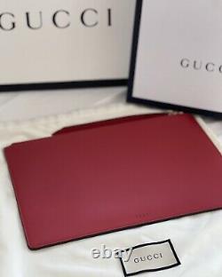 New Gucci GG Supreme Canvas/Leather Bosco Pouch Clutch