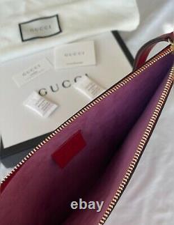 New Gucci GG Supreme Canvas/Leather Bosco Pouch Clutch