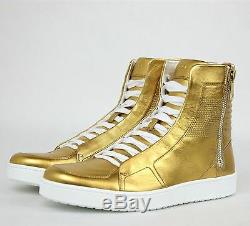 New Gucci Men's Gold Leather High-top Sneaker Limited Edition 376193 8061