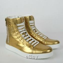 New Gucci Men's Gold Leather High-top Sneaker Limited Edition 376193 8061