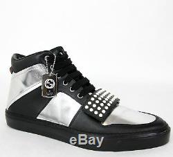 New Gucci Men's Silver Leather High-top Sneaker Limited Edition 376194 1064