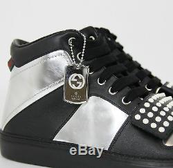 New Gucci Men's Silver Leather High-top Sneaker Limited Edition 376194 1064