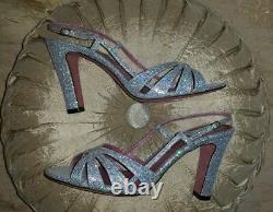 New Jean-michel Cazabat $595 Silver Sparkle Bridal Evening Sandals 38.5 7.5 8
