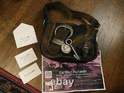 New Limited Edition Christian Dior Gaucho Denim Leather Saddle Bag Key Medallion