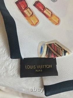 New Limited Edition LOUIS VUITTON STICKERS BANDEAU 100% Silk Scarf Bandana