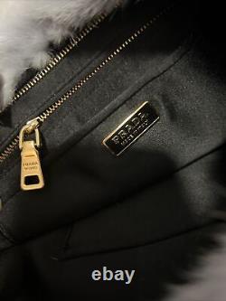 New Prada Milano Runway Mink Fur Clutch Evening Bag Pochette Nuvola Nero $3800