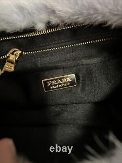 New Prada Milano Runway Mink Fur Clutch Evening Bag Pochette Nuvola Nero $3800