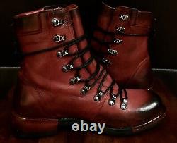 New Rare Freebird Special Edition (italie) Red Black Lace Up Ankle Boots Size 8
