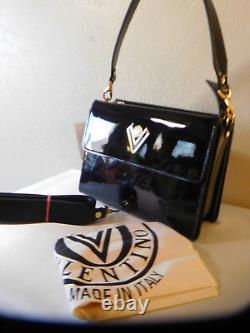 New Valentino Orlandi Patent Leather Triple Compartment Satchel Shoulder Handbag