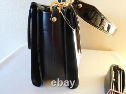 New Valentino Orlandi Patent Leather Triple Compartment Satchel Shoulder Handbag