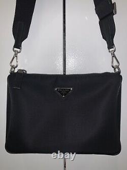 PRADA Mens Re-edition Model Black Nylon Pouch Messenger Cross Body Bag