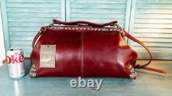 Patricia Nash Discovery Maura Ltd Ed Studded Satchel Red Oxblood MSRP $499 New