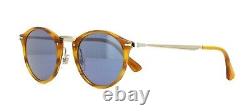 Persol CALLIGRAPHER EDITION PO 3166S Striped Brown/Crystal Grey Blue Sunglasses