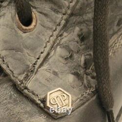 Philipp Plein Men Black Leather Biker Boots Limited Edition EU 43 US 9.5 UK 9