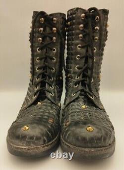 Philipp Plein Men Black Leather Studded Boots Limited Edition EU 43 US 9.5 UK 9