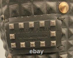 Philipp Plein Men Black Leather Studded Boots Limited Edition EU 43 US 9.5 UK 9