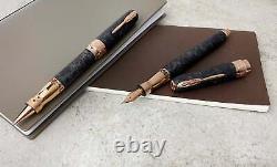 Pineider Limited Edition Forged Carbon Fountain Pen, Rose Gold Trim, Brand New