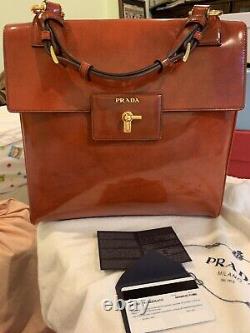 Prada Handbag Spazzolatto Leather Brick Color (Arancio Fume) NWT Retail $2495