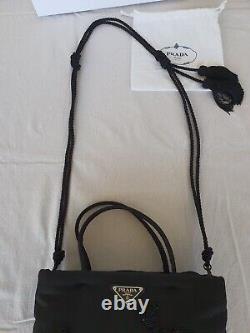 Prada Limited Edition Black Nylon Crossbody/Hand Bag With Beaded Embellishments