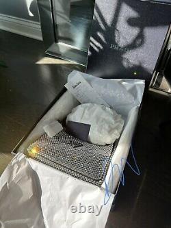 Prada Re-Edition 2000 Black Satin Silver Crystal Nylon Shoulder Small Hobo Bag