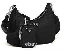 Prada Re-Edition 2005 Nylon Black Shoulder Detachable Pouch Crossbody Strap Bag