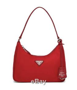 Prada Re-edition 2005 Nylon & Saffiano Mini Bag. Color Rosso/red. Style# 1ne204