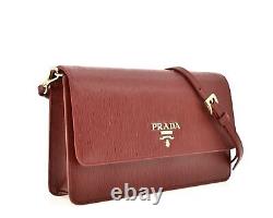 Prada Vitello Move Rubino Red Leather Crossbody Wallet Handbag 1BP016