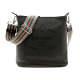 Prada Vitello Phenix Black Leather Stripe Strap Bucket Bag 1be057