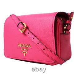 Prada Vitello Phenix Peonia Leather Flap Crossbody Bag 1BD163