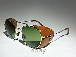 RARE L. G. R Dahlak AMREF Special Edition Sunglasses Gold / G-15 / Leather