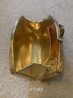 RODO Italy Brushed Gold with Swarovski Crystal Clasp Evening Bag Vintage 90's
