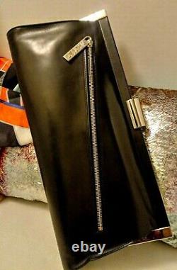RUNWAYMICHAEL KORS ITALY$995. Msrp Lg Genuine BLK Leather/Crome CLUTCH NWT