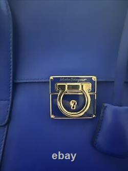 SALVATORE FERRAGAMO Calfskin Sookie Shoulder Bag Blue NEW