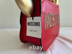 SS21 Moschino Couture Jeremy Scott RED Bullchic Horn-Detail Leather Shoulder Bag