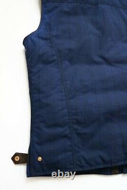 STEFANO RICCI Limited Edition Blue Hunting Vest with Brown Leather Trim Size 2XL