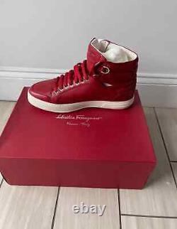 Salvatore Ferragamo Men's Red Leather Nigel High Top Sneakers