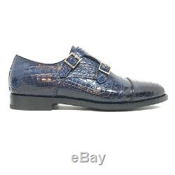 Santoni Limited Edition Blue Crocodile Leather Mens Shoes, MSRP $5900