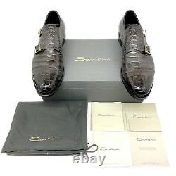 Santoni Limited Edition Blue Crocodile Leather Mens Shoes, MSRP $5900