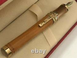 Stipula DaVinci Capless Limited Edition Fountain Pen, Olive Wood, 14K Gold Med